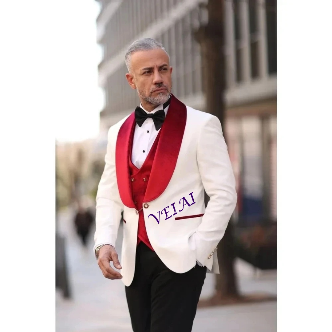 Men Formal Wear For Wedding - CustomizedMen Wedding Tuxedos Red Velvet Vest