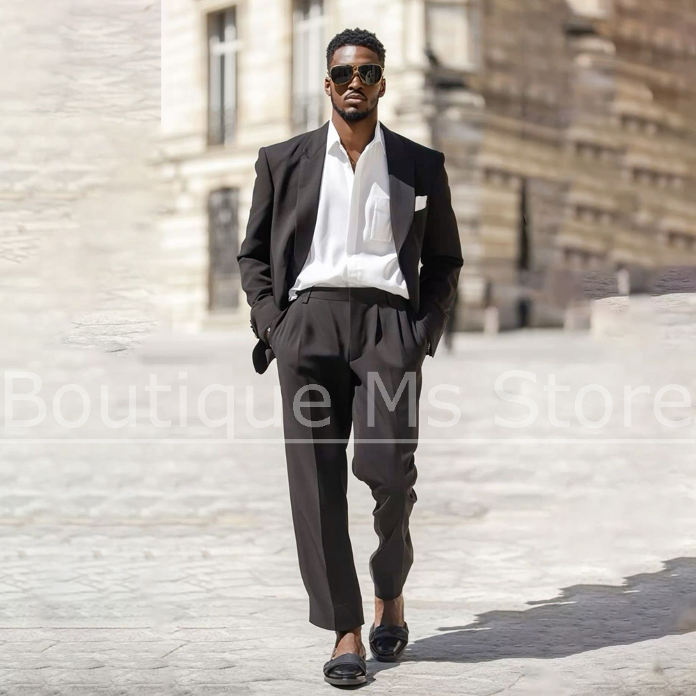 Men Formal Wear Fashion - Dark Brown Men's Suit 2 Piece