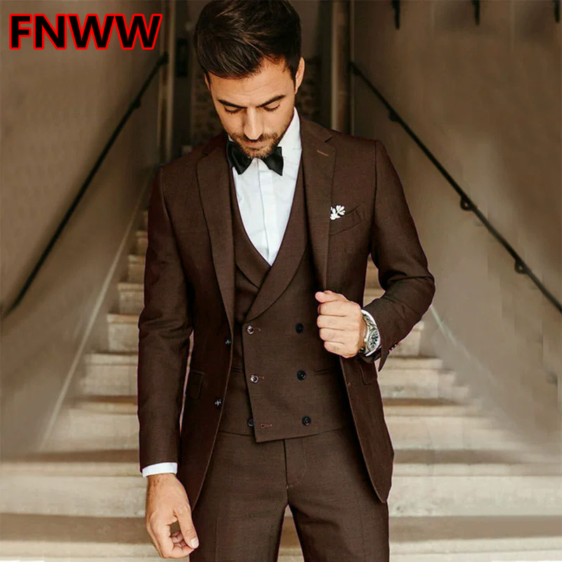 High End Men'S Formal Wear - Men's Slim Fit Three-Piece Suit High-End
