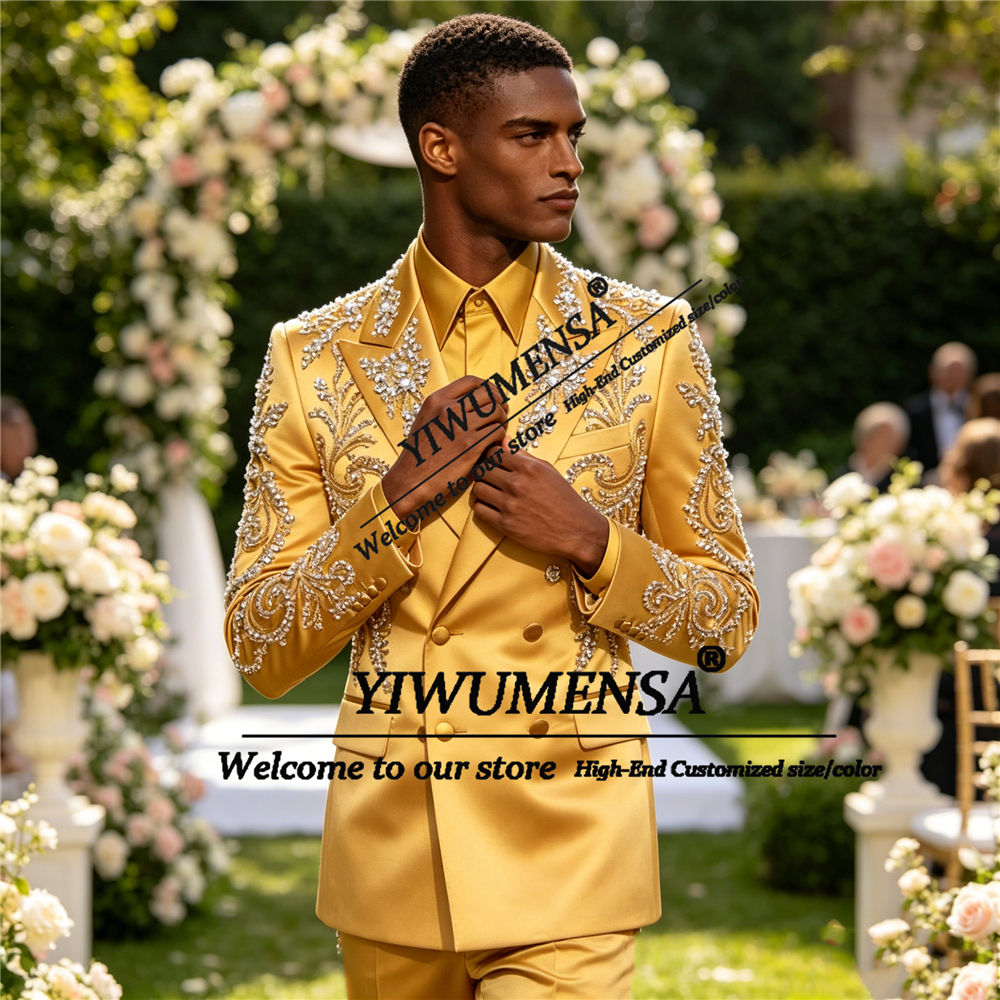 High End Men'S Formal Wear - Sparkly Satin Suit Men Formal Wear