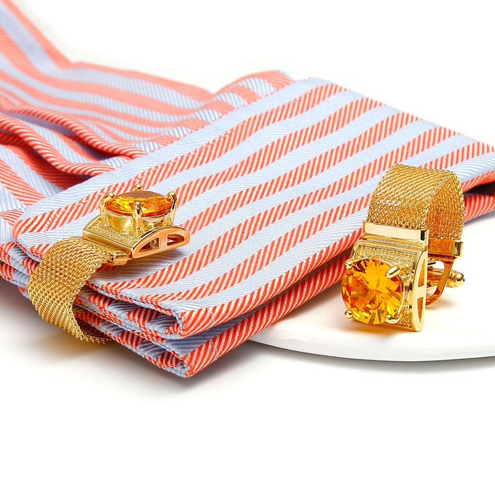 Dress Shirt French Cuff - Luxury Men's French Shirt with Rhinestone