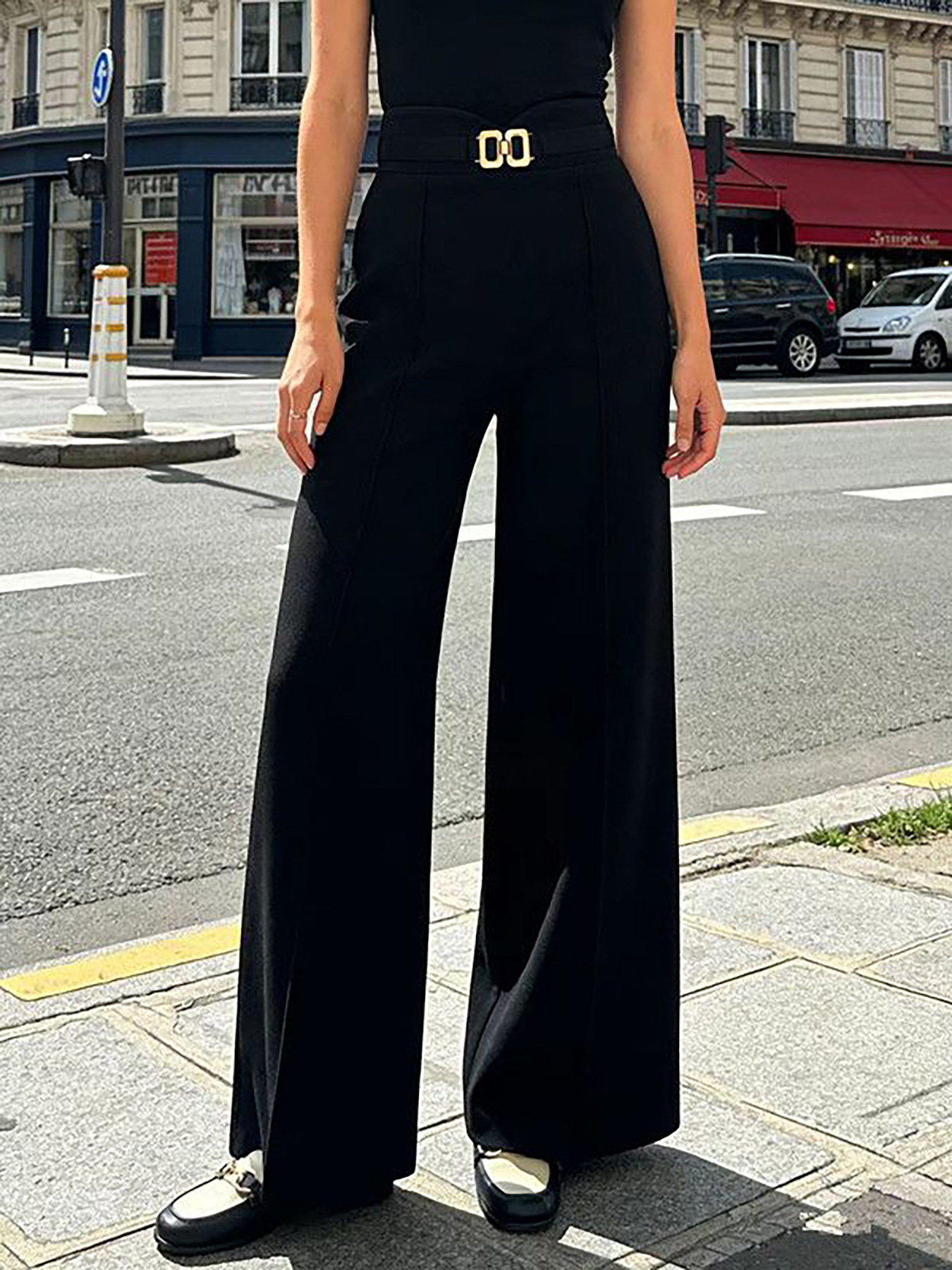 Dress Pant Flat Front - High Waist Wide Leg Suit Pants