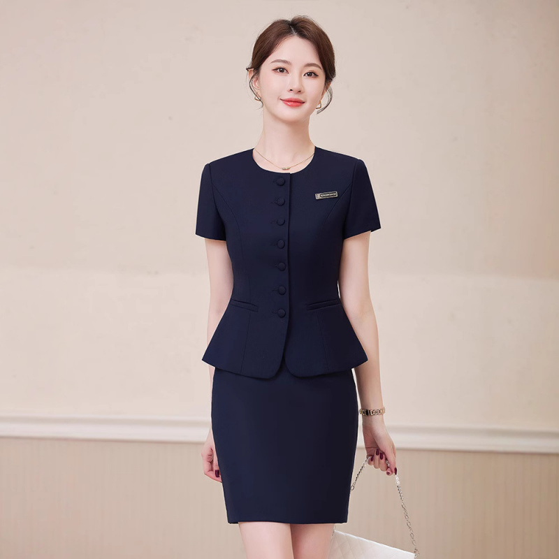 Gray short-sleeved suit dress, - Dress Pant Flat Front recension och pris