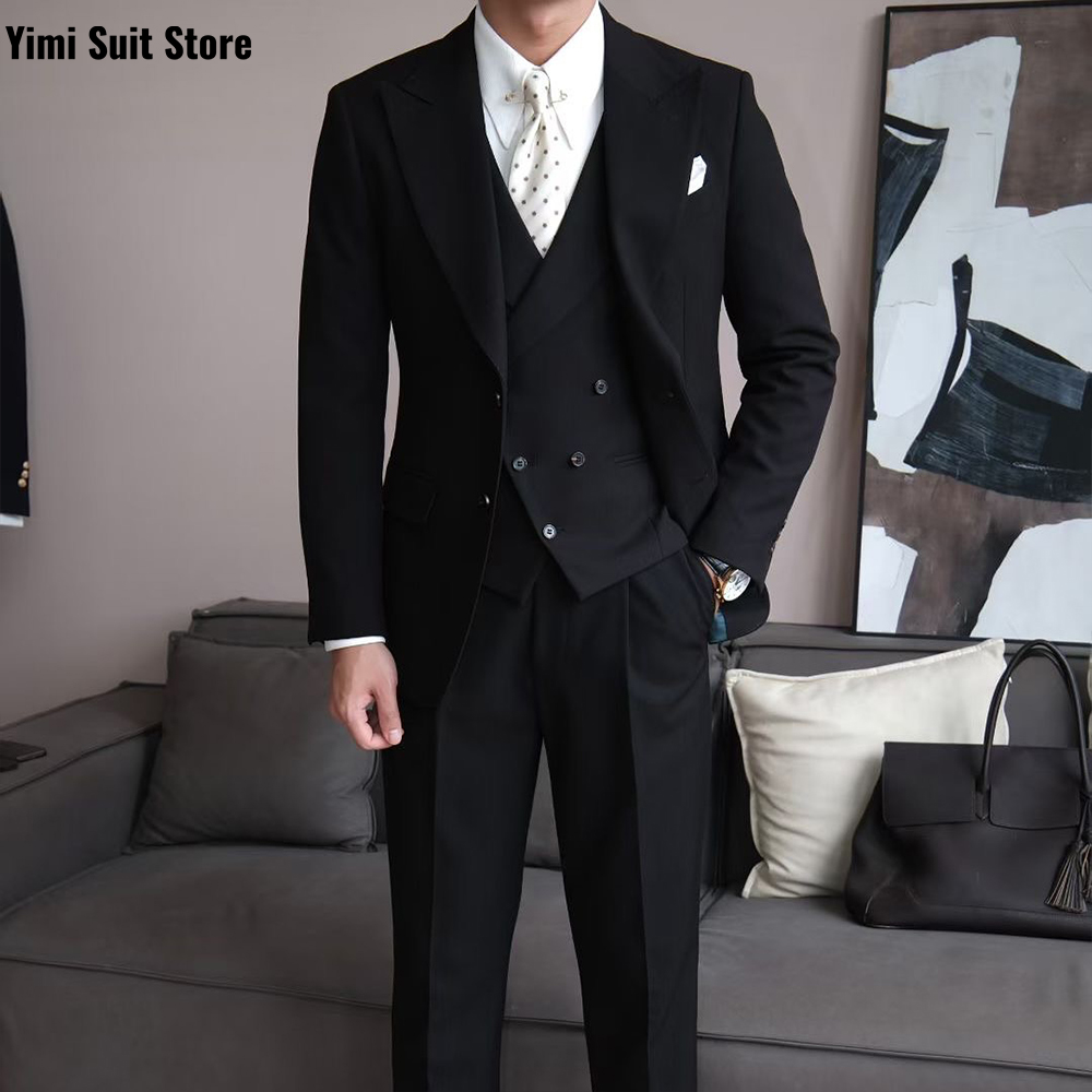 Black High Quality Men's Suits - Men Formal Wear Modern recension och pris