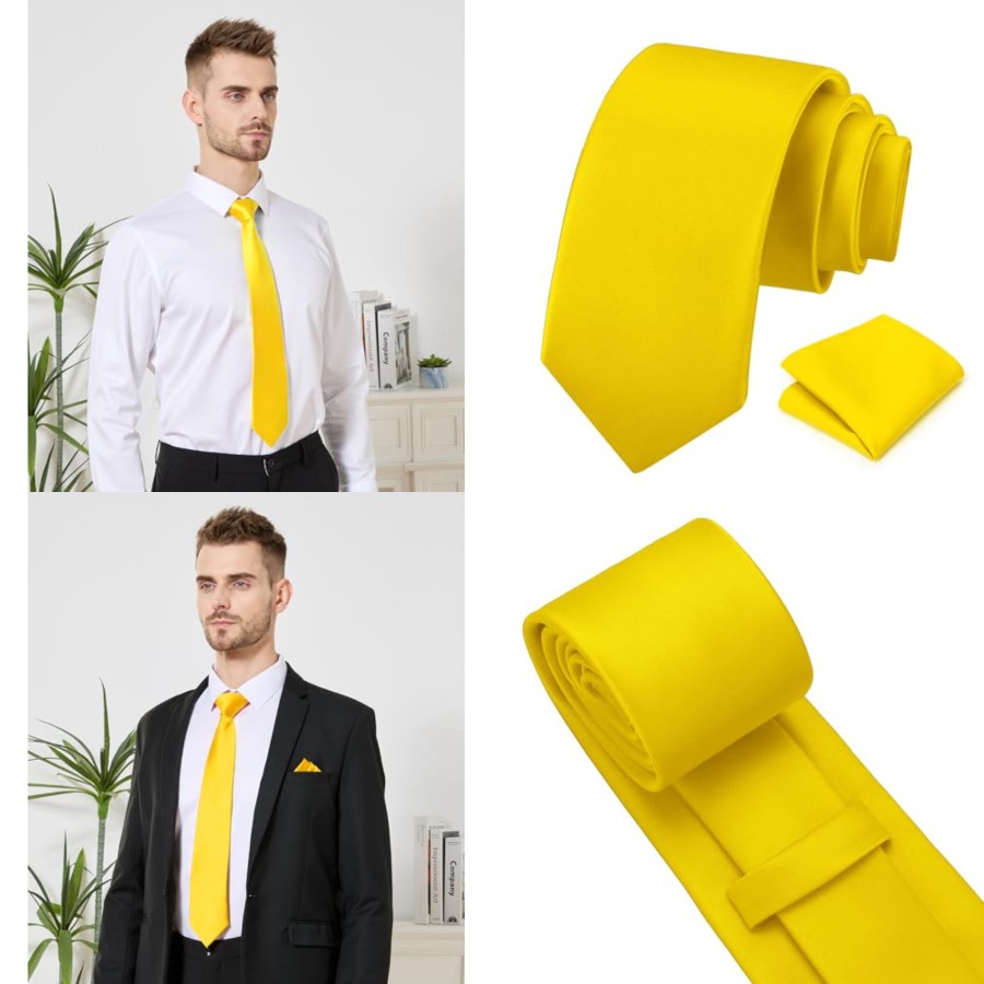 Men's Tie Set Solid Pure Color - Pocket Square Set recension och pris