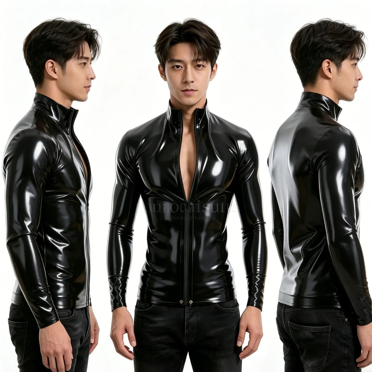 Men's Black Long Sleeve Latex  - Men Formal Wear Coat recension och pris