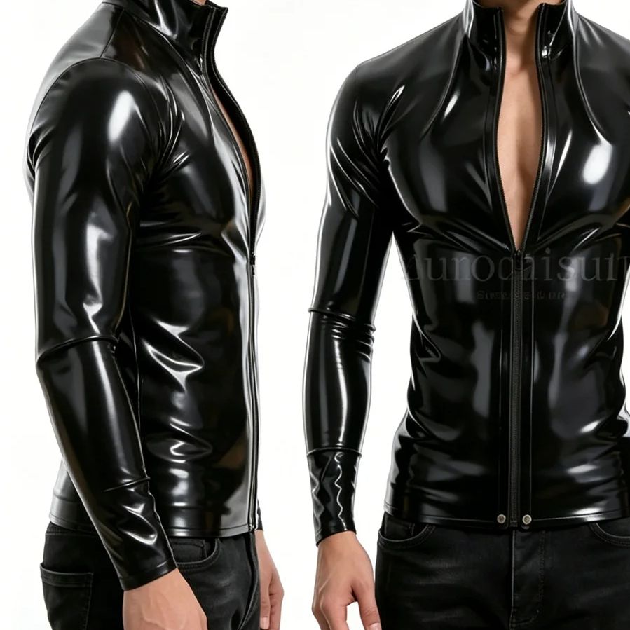Men's Black Long Sleeve Latex  - Men Formal Wear Coat recension och pris