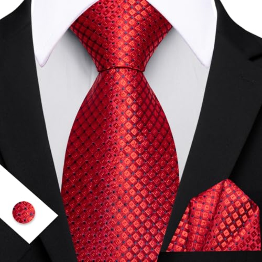 Men Plaid/Striped Ties Set Sil - Pocket Square Set recension och pris