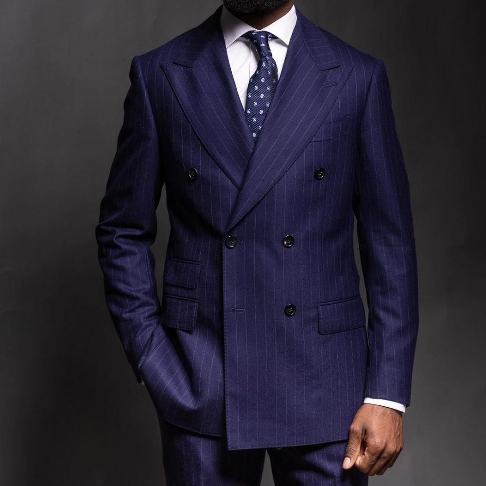 Navy Blue Pinstripe Men Suits  - Men Formal Wear Fashion recension och pris