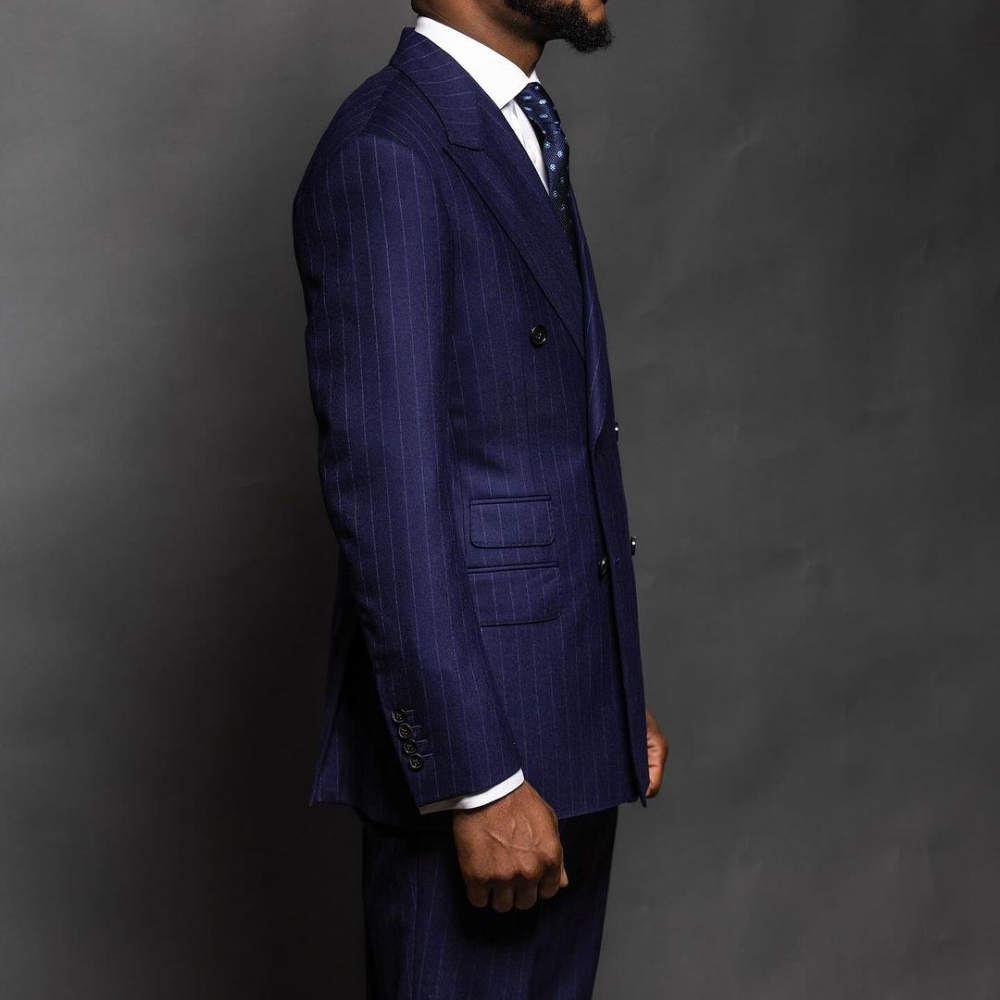 Navy Blue Pinstripe Men Suits  - Men Formal Wear Fashion recension och pris