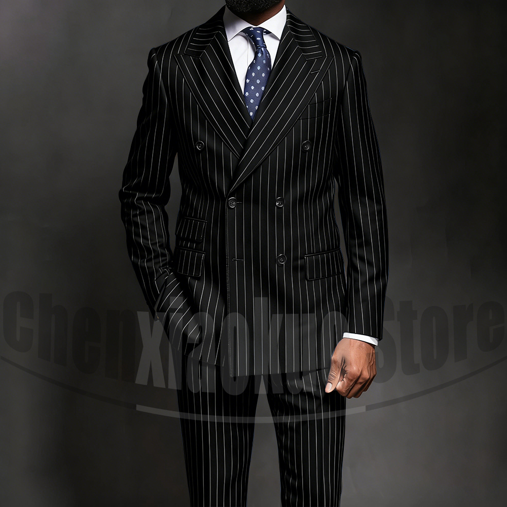 Navy Blue Pinstripe Men Suits  - Men Formal Wear Fashion recension och pris