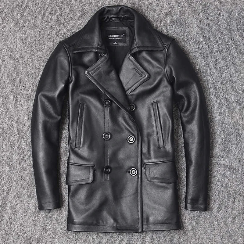 Genuine Leather Jacket Men's T - Men Formal Wear Coat recension och pris