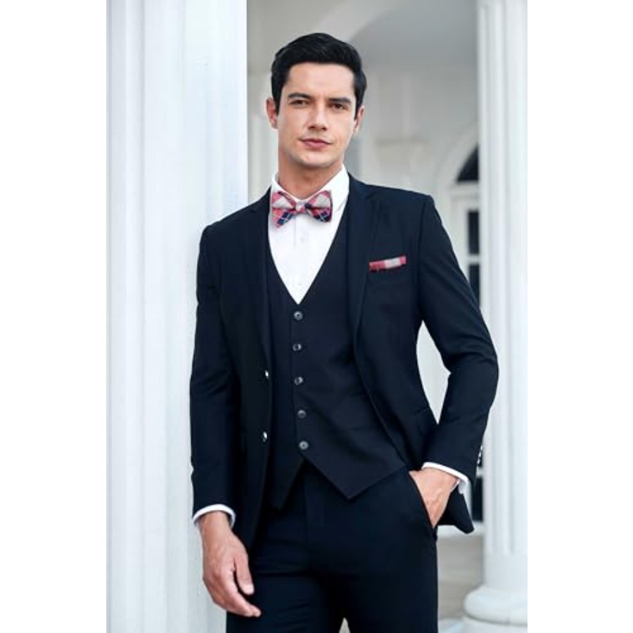 Bow Ties for Men Check Plaid S - Pocket Square Set recension och pris