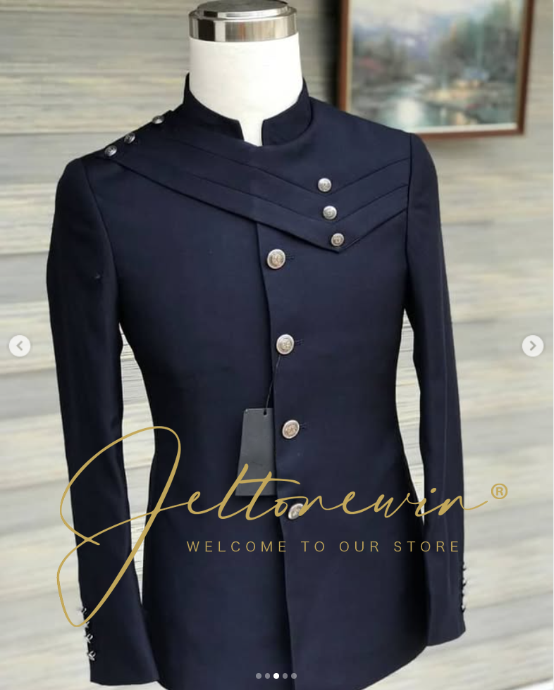 Men's Navy Blue Suit Set with  - Men Formal Wear For Wedding recension och pris