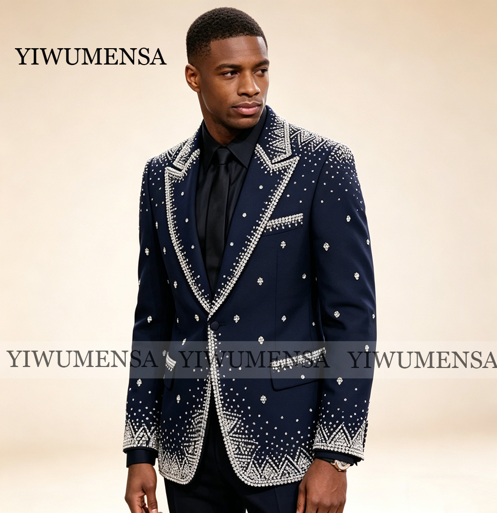 Brilliant Rhinestone Men Suit  - Men Formal Wear For Wedding recension och pris