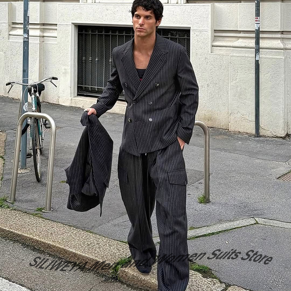 Elegant Man Suit Pinstripe Dou - Men Formal Wear Modern recension och pris