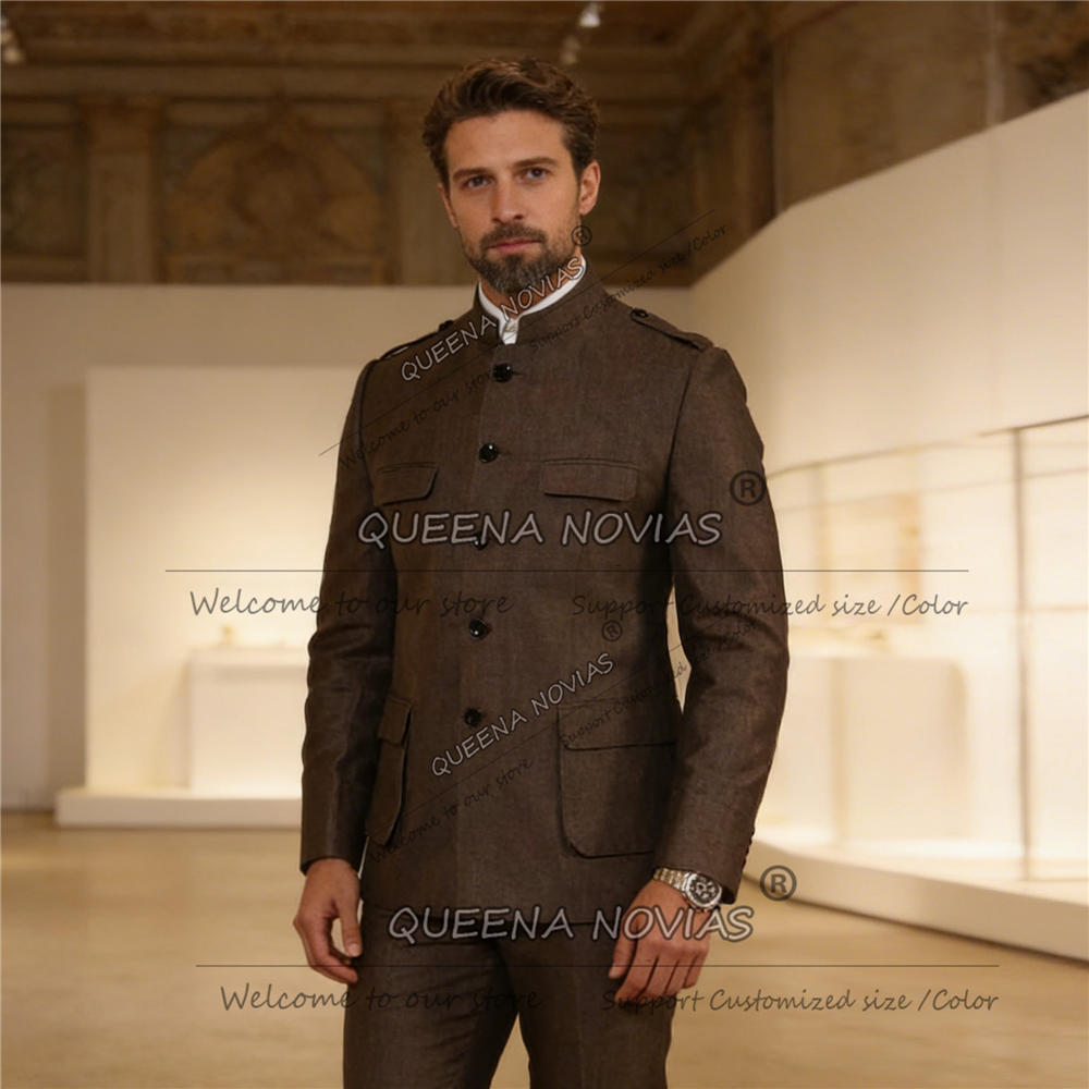 Classic Brown Suits Men Safari - Men'S Style Formal Wear recension och pris