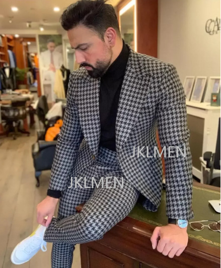 Houndstooth Mens Suits 2PCS We - Men Formal Wear For Wedding recension och pris