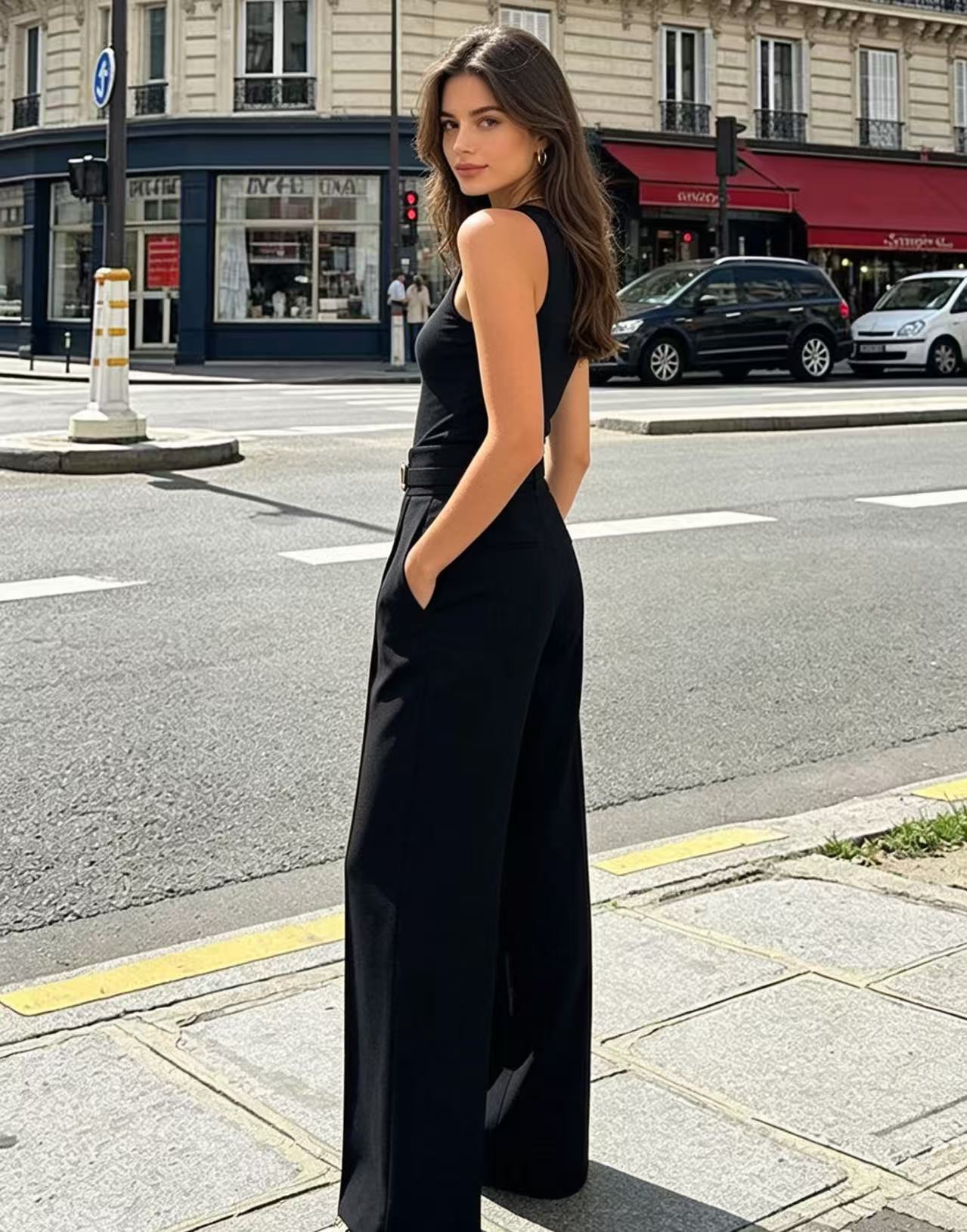 High Waist Wide Leg Suit Pants - Dress Pant Flat Front recension och pris