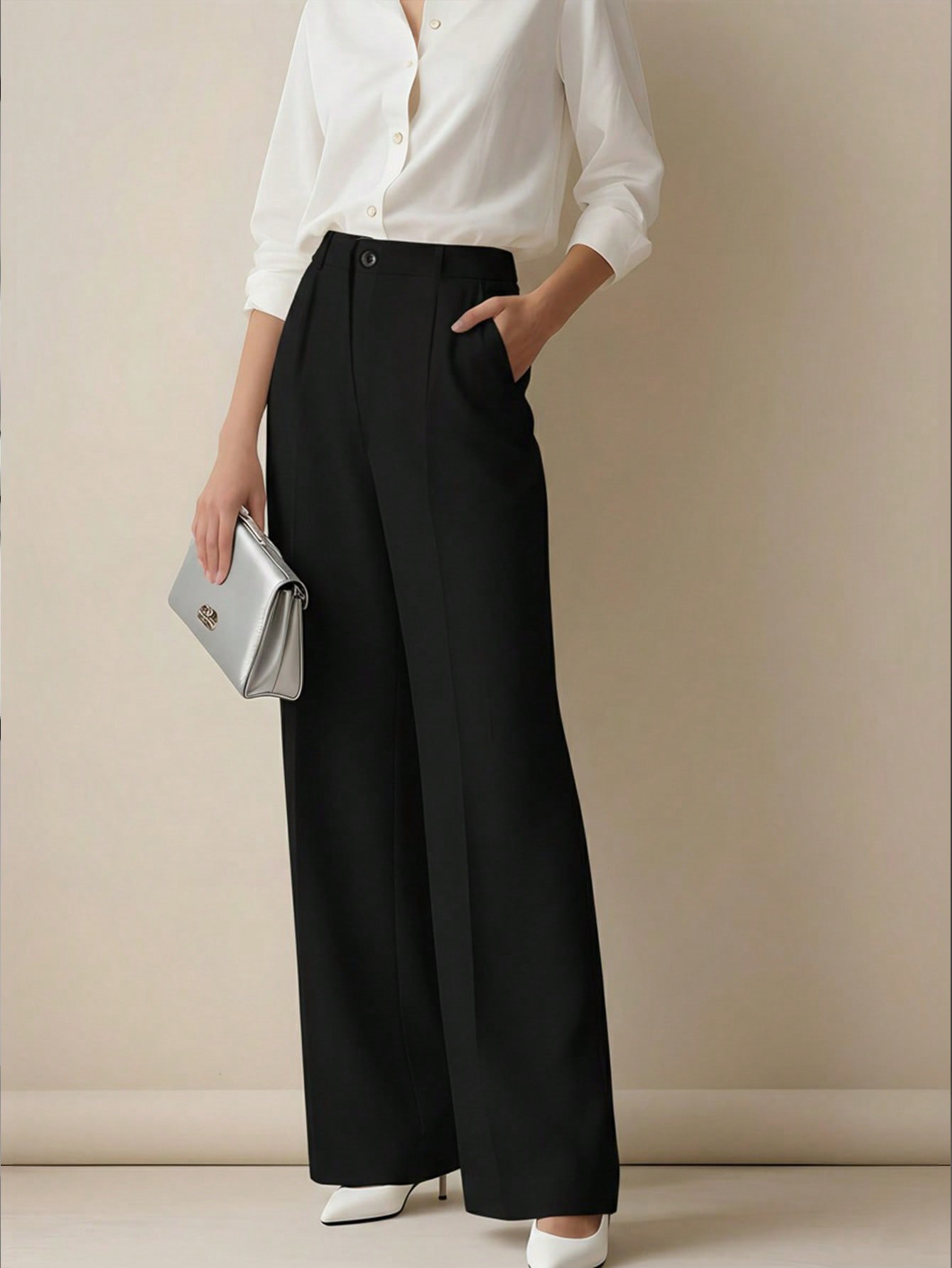 Women's High Waisted Wide Leg  - Dress Pant Flat Front recension och pris