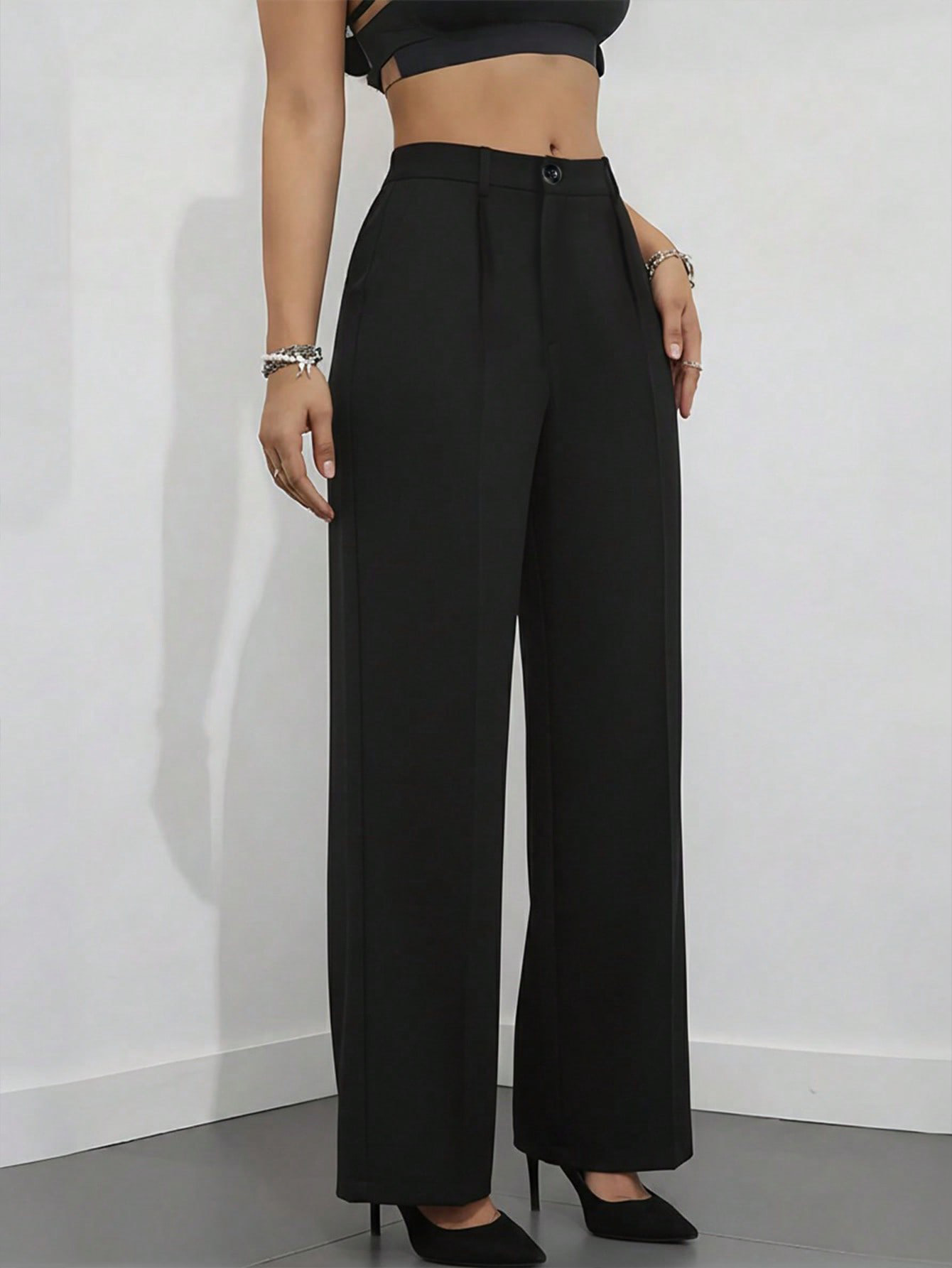 Women's High Waisted Wide Leg  - Dress Pant Flat Front recension och pris