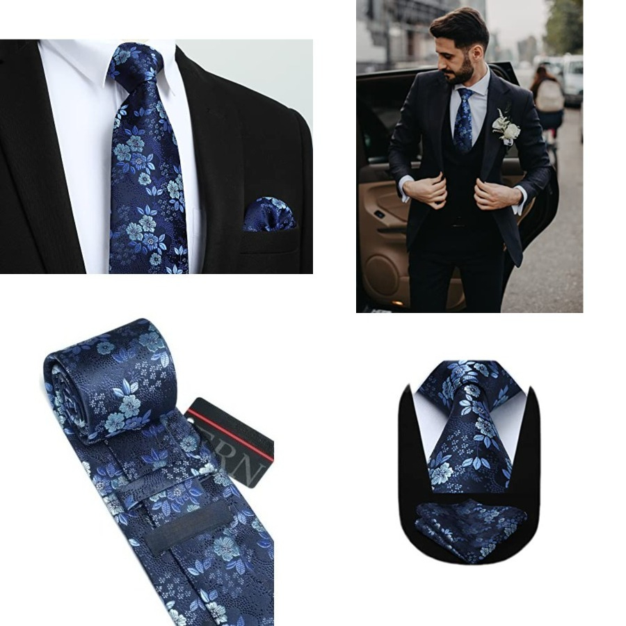 Men Floral Ties Woven Classic  - Pocket Square Set recension och pris