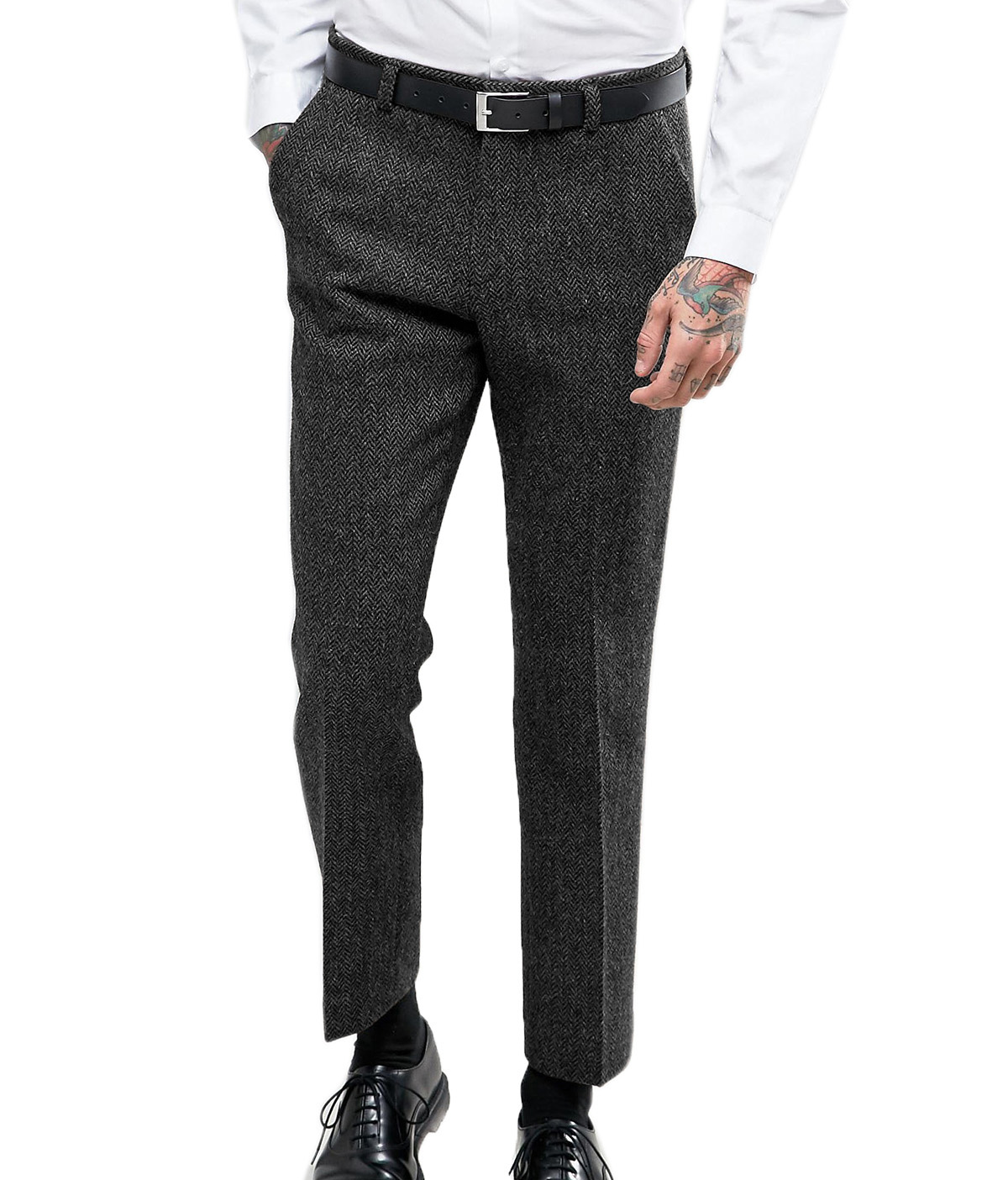 Men's Business Formal Suit Pan - Dress Pant Flat Front recension och pris