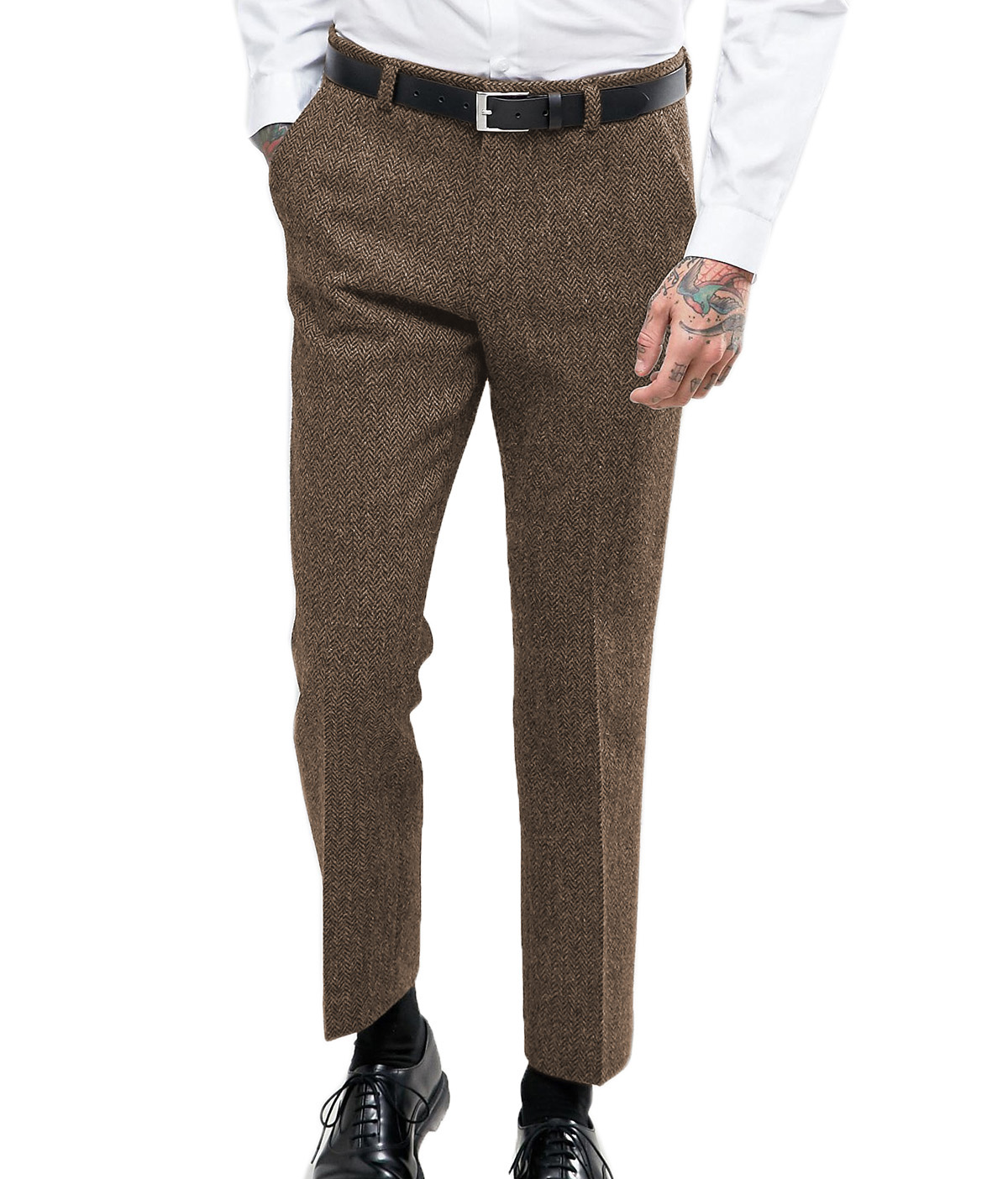 Men's Business Formal Suit Pan - Dress Pant Flat Front recension och pris