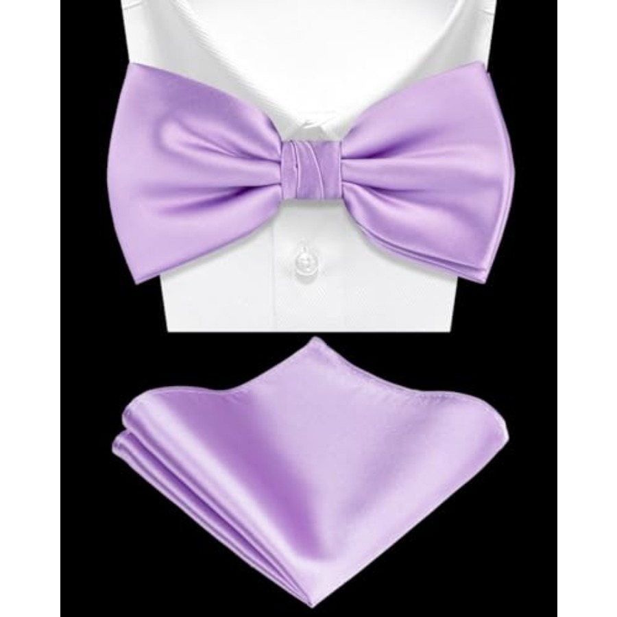 Solid Color Pre-tied Bow Tie a - Pocket Square Set recension och pris